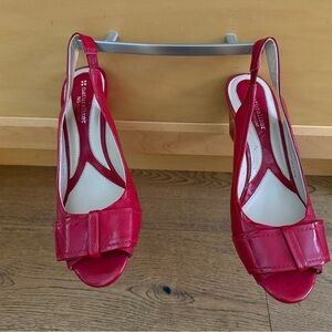 Naturalizer Red Patent Slingback Heels with Front Bow 3” High